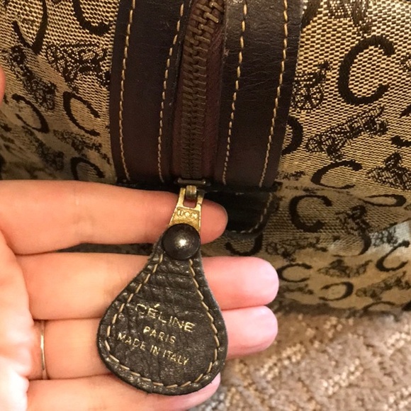 Vintage Celine Boston Bag Signature Canvas w/ Dark Brown Leather Trim EUC - Picture 4 of 5